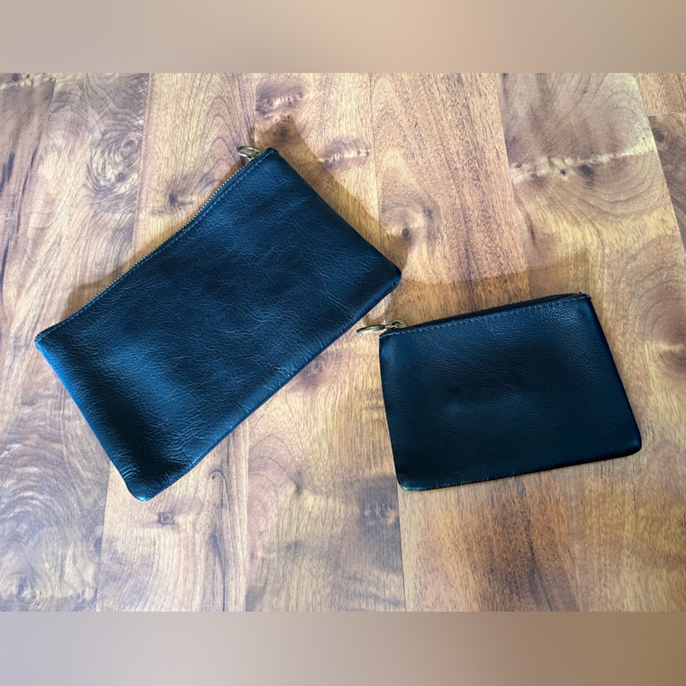 Madewell Black Leather Pouch Set